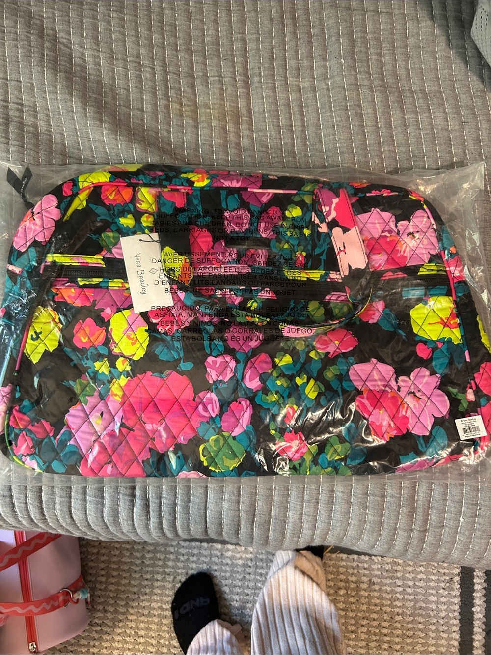 Vera Bradley Floral Quilted Cosmetic Case - Pink Multi on Black